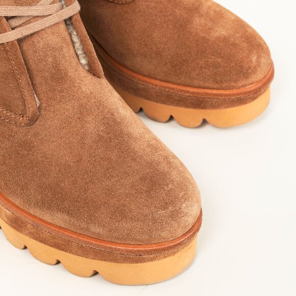 See by Chloe Ethel Brown Shearling-Lined Suede Wedge Desert Booties - Picture 6 of 10